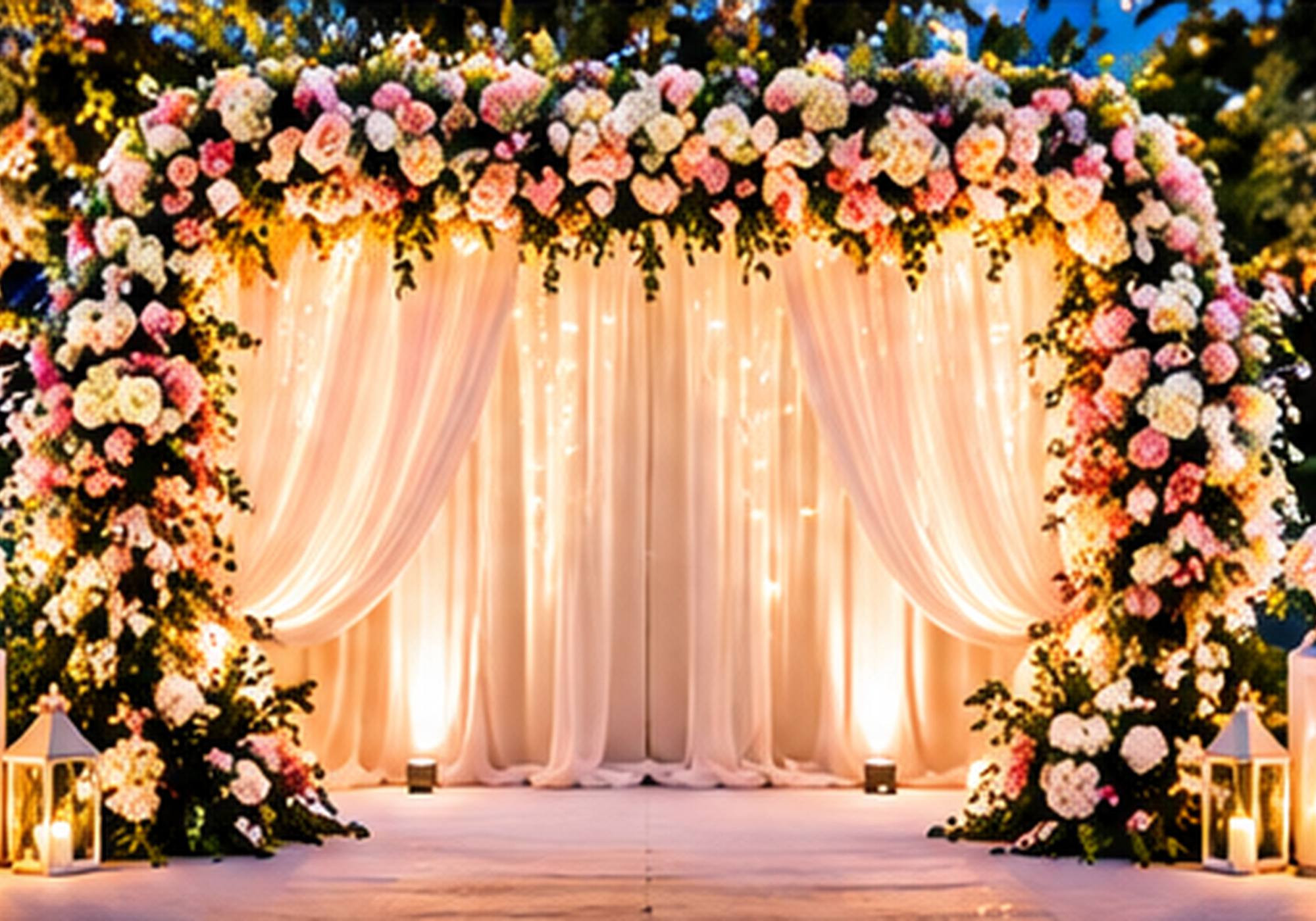 High-resolution floral backdrop and arch