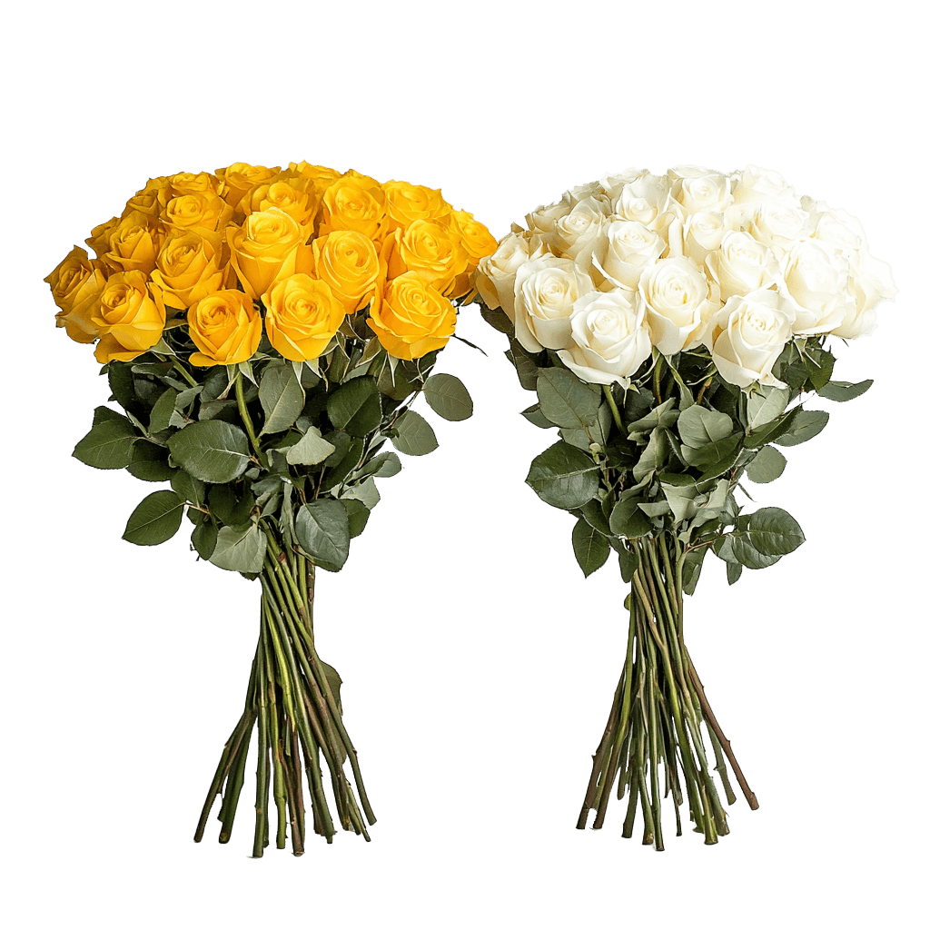 50 Stems of Roses: 25 Yellow and 25 White - Image 2