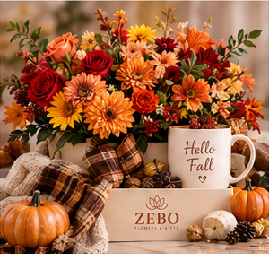 Cozy Autumn Flowers & Gift Box